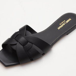Saint Laurent Tribute Leather Mules Slides Sandals EU 40.5